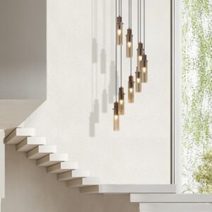 Siyah 8 Light Amber Pendant Light